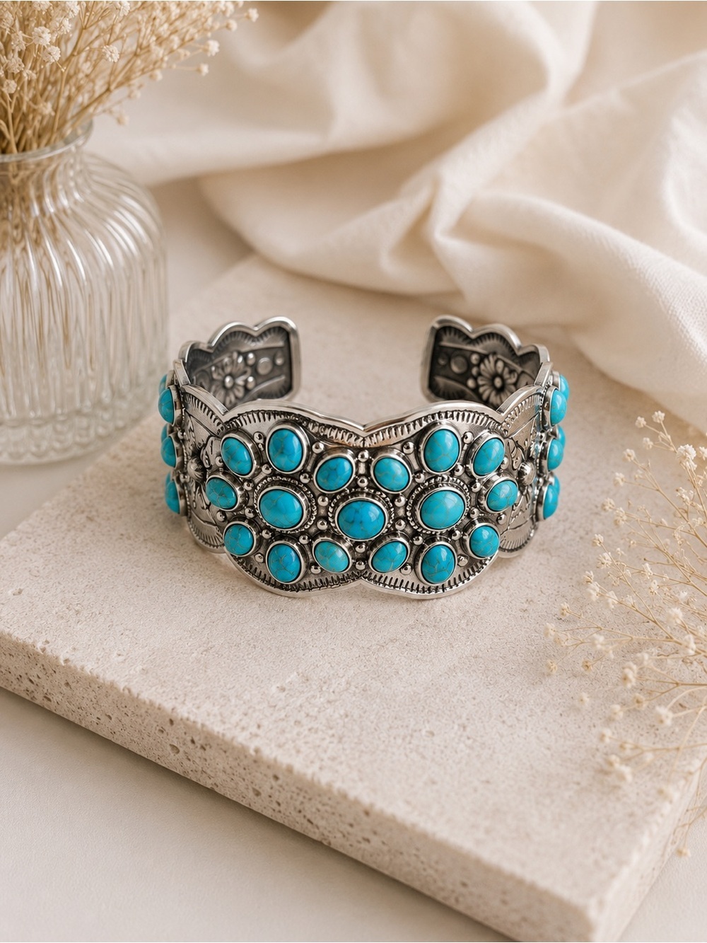 Sterling Silver Plated Turquoise Cuff Bracelet 💙